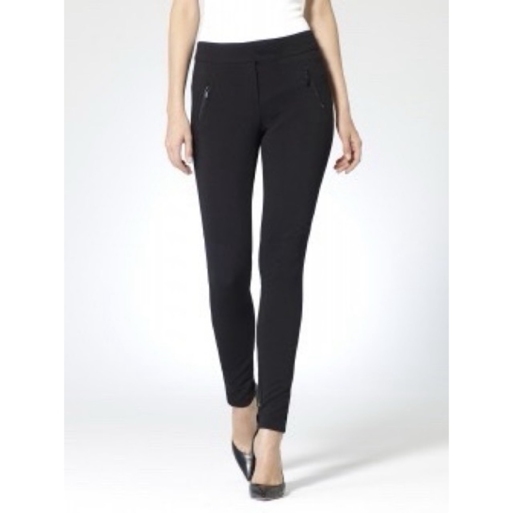 Cache Black Ponte Side Zipper Skinny Pants